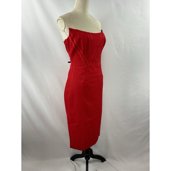 NWT Dress the Population Cosette Strapless Corset Dress Red Large Formal Boning - Picture 13 of 13
